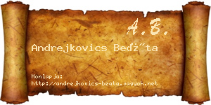 Andrejkovics Beáta névjegykártya
